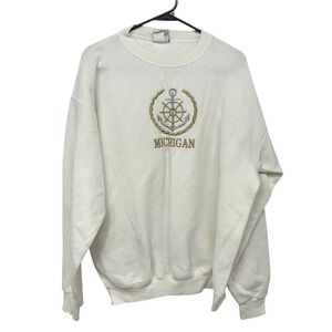 VTG Michigan‎ Crewneck Sweatshirt L Made USA Anchor Graphic Collegiate Americana